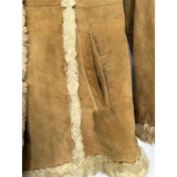 Vintage Wilsons Maxima Tan Suede Leather Coat Jacket, Faux Shearling Fur, Small - Picture 4 of 8